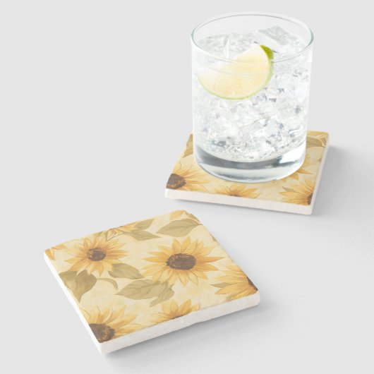 Dessous-de-verre En Pierre Tournesol rustique (Côté)