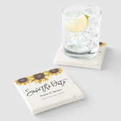 Dessous-de-verre En Pierre Tournesol Sauver la date Mariage Rustique (Côté)