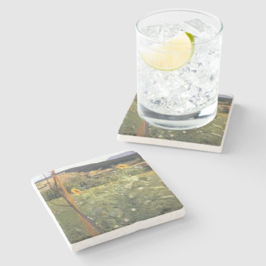 Dessous-de-verre En Pierre Tournesols (par Jacek Malczewski) (Côté)