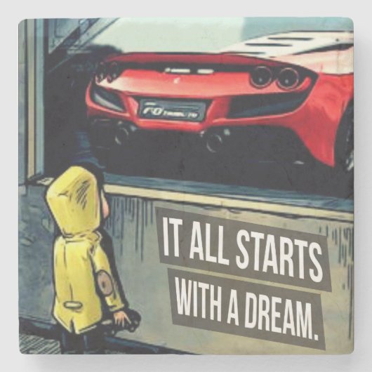 Dessous-de-verre En Pierre Tout Commence Par Une Citation Motivationnelle De  (Devant)