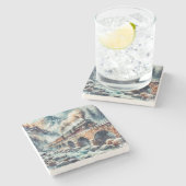 Dessous-de-verre En Pierre Train moteur à vapeur généré par IA (Côté)