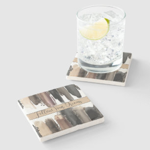 Dessous-de-verre En Pierre Traînées de peinture crème rouille champagne paill