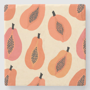 Dessous-de-verre En Pierre Tranche de Sunfruit Papaye Teintes Orange