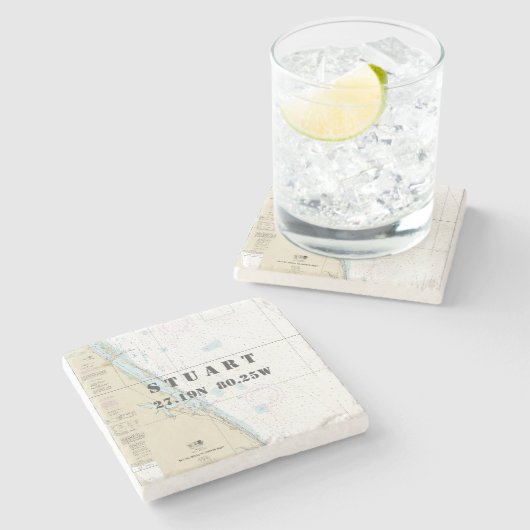 Dessous-de-verre En Pierre Treasure Coast Florida Authentic Boating Chart (Côté)