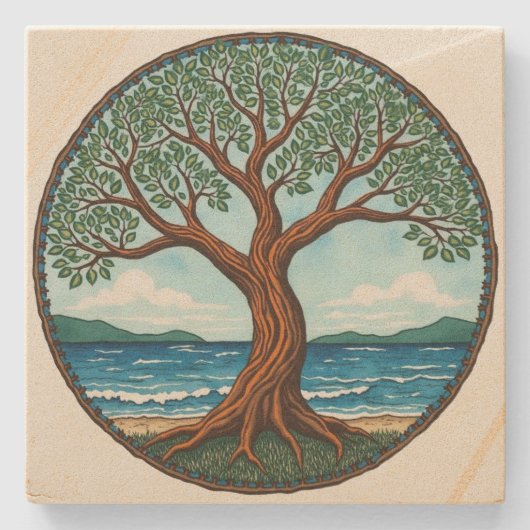 Dessous-de-verre En Pierre Tree of Life (Devant)