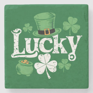 Dessous-de-verre En Pierre Trèfle Chanceux Saint Patrick Trèfle Vintage