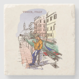 Dessous-de-verre En Pierre Très amusant Venice Italie Sketch Stone Dessous d