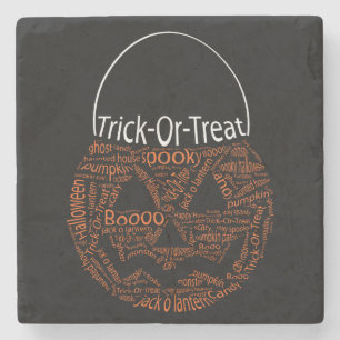 Dessous-de-verre En Pierre Tri Ou Traiter Jack-o'-lantern Typographie Orange