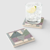 Dessous-de-verre En Pierre Triangle géométrique Motif bleu violet vert (Côté)