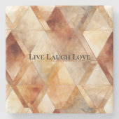 Dessous-de-verre En Pierre Triangles Crème Bourgogne Rouge Or (Devant)