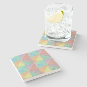 Dessous-de-verre En Pierre Triangles Géométriques d'Art à l'Aquarelle de Coul