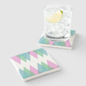 Dessous-de-verre En Pierre Triangles rose et vert (Côté)
