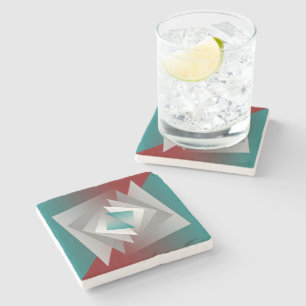 Dessous-de-verre En Pierre Triangles turquoises gris bordeaux