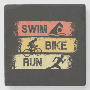 Dessous-de-verre En Pierre Triathlon - Nager Vélo Course