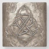 Dessous-de-verre En Pierre Triquetra Trinity Knot Sepia Faux Tin métallique (Devant)