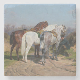 Dessous-de-verre En Pierre Trois chevaux étalons (par Rosa Bonheur)
