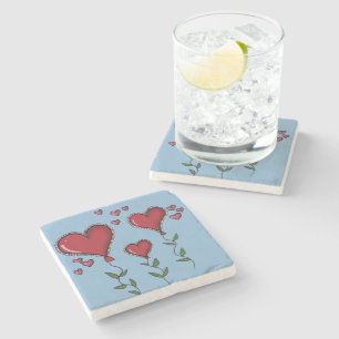Dessous-de-verre En Pierre Trois Coeurs mignons