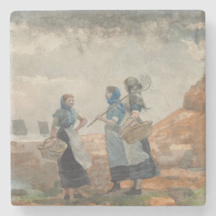 Dessous-de-verre En Pierre Trois filles de pêcheurs anglais (à Tynemouth)