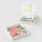 DESSOUS-DE-VERRE EN PIERRE TROIS ROSES (Côté)