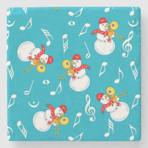 Dessous-de-verre En Pierre Trombone Snowman Music Notes Motif