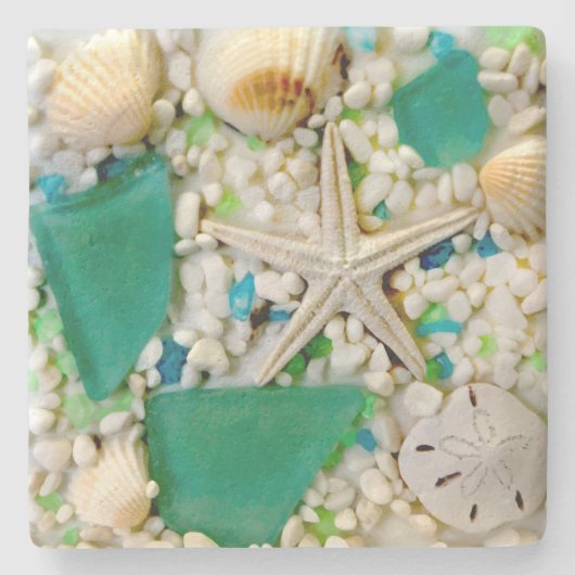 Dessous-de-verre En Pierre Tropical Beach Theme Drink Coasters (Devant)