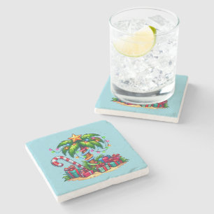 Dessous-de-verre En Pierre Tropical Christmas Holiday Palm Tree