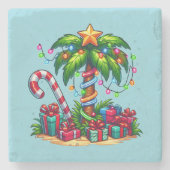 Dessous-de-verre En Pierre Tropical Christmas Holiday Palm Tree (Devant)