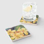 Dessous-de-verre En Pierre Tropical Paradise Plumeria Stone Tiki Bar Dessous  (Côté)