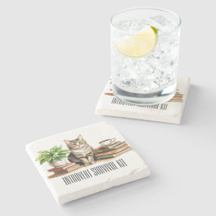 Dessous-de-verre En Pierre Trousse de survie pour introverti (Chat,plante,caf