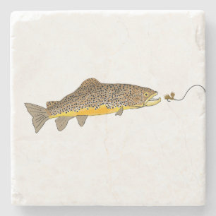 Dessous-de-verre En Pierre Truite Brown de pêche de mouche sèche