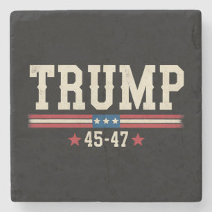 Dessous-de-verre En Pierre Trump 45 47 Drapeau Américain USA Rétro Vintage