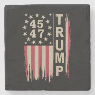Dessous-de-verre En Pierre Trump 45 47 Vintage Retro America USA Drapeau