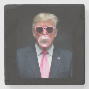 Dessous-de-verre En Pierre Trump Bubble Gum Rose Président 47 États-Unis