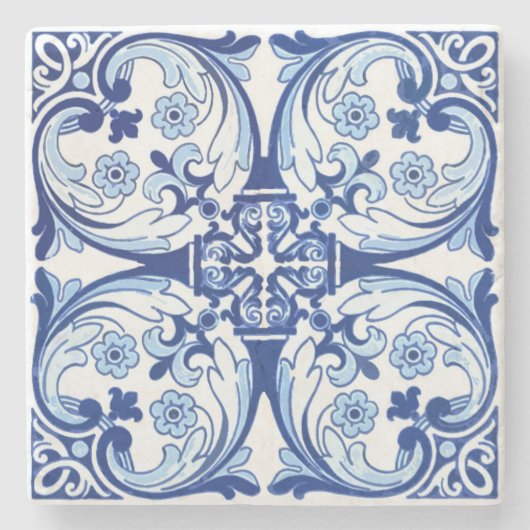 Dessous-de-verre En Pierre Tuile bleue portugaise (Devant)