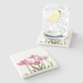 Dessous-de-verre En Pierre Tulipes roses (Côté)