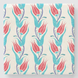 Dessous-de-verre En Pierre Tulipes Turques : Motif Traditionnel Sans Couture.