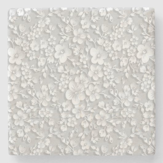 Dessous-de-verre En Pierre Tulle floral blanc Look (Devant)