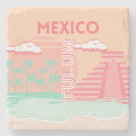 Dessous-de-verre En Pierre Tulum, Mexique, Art Voyage (Devant)
