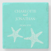 Dessous-de-verre En Pierre Turqoise Moderne Tropical Starfish Plage Mariage (Devant)