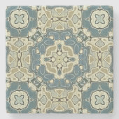 Dessous-de-verre En Pierre Turquoise Bleu Vert Gris Ochre Hip Bohème Bali Art (Devant)