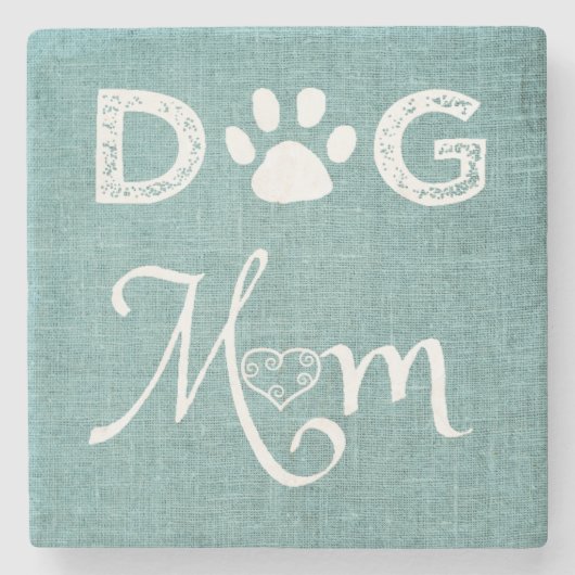 Dessous-de-verre En Pierre Turquoise Burlap Chien Dessous de verre maman (Devant)