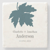 Dessous-de-verre En Pierre Turquoise fête de mariage Feuille d'érable d'autom (Devant)