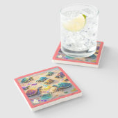 Dessous-de-verre En Pierre "Turtle Wave Riders" (Côté)