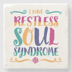Dessous-de-verre En Pierre Typographie du syndrome de l'âme sans repos Hippie