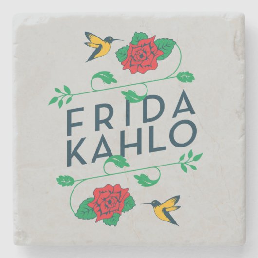 Dessous-de-verre En Pierre Typographie florale de Frida Kahlo | (Devant)