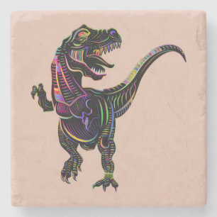 Dessous-de-verre En Pierre Tyrannosaurus Rex Dinosaur de couleur néon