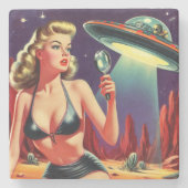Dessous-de-verre En Pierre Ufo Pin up (Devant)