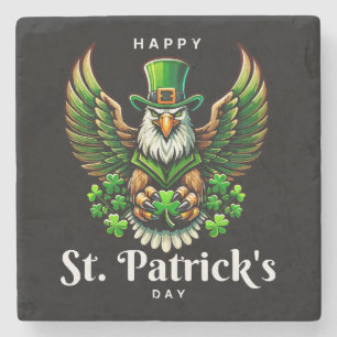 Dessous-de-verre En Pierre un aigle avec un chapeau de lutin vert