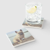 Dessous-de-verre En Pierre Un Bulldog français (Côté)