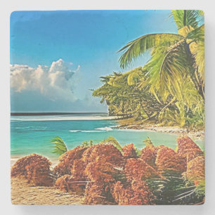 Dessous-de-verre En Pierre Un paradis tropical.